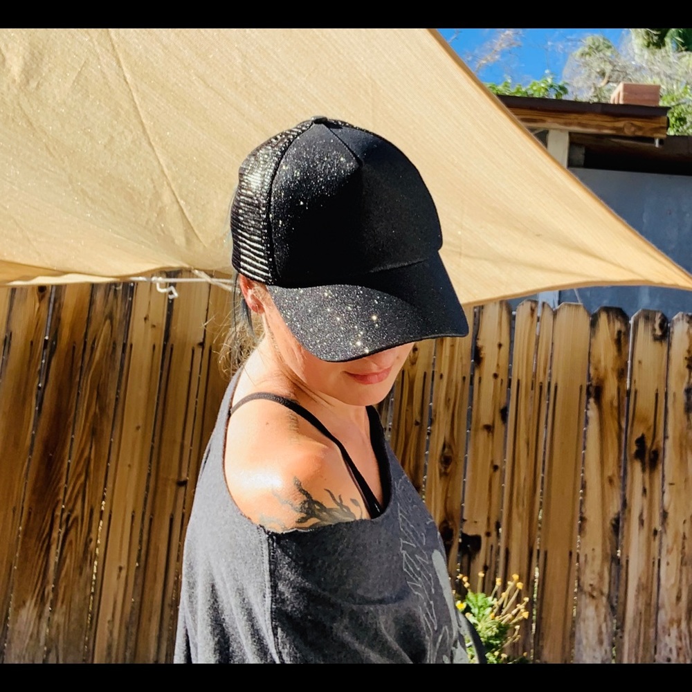 Black Glitter Trucker Hat
